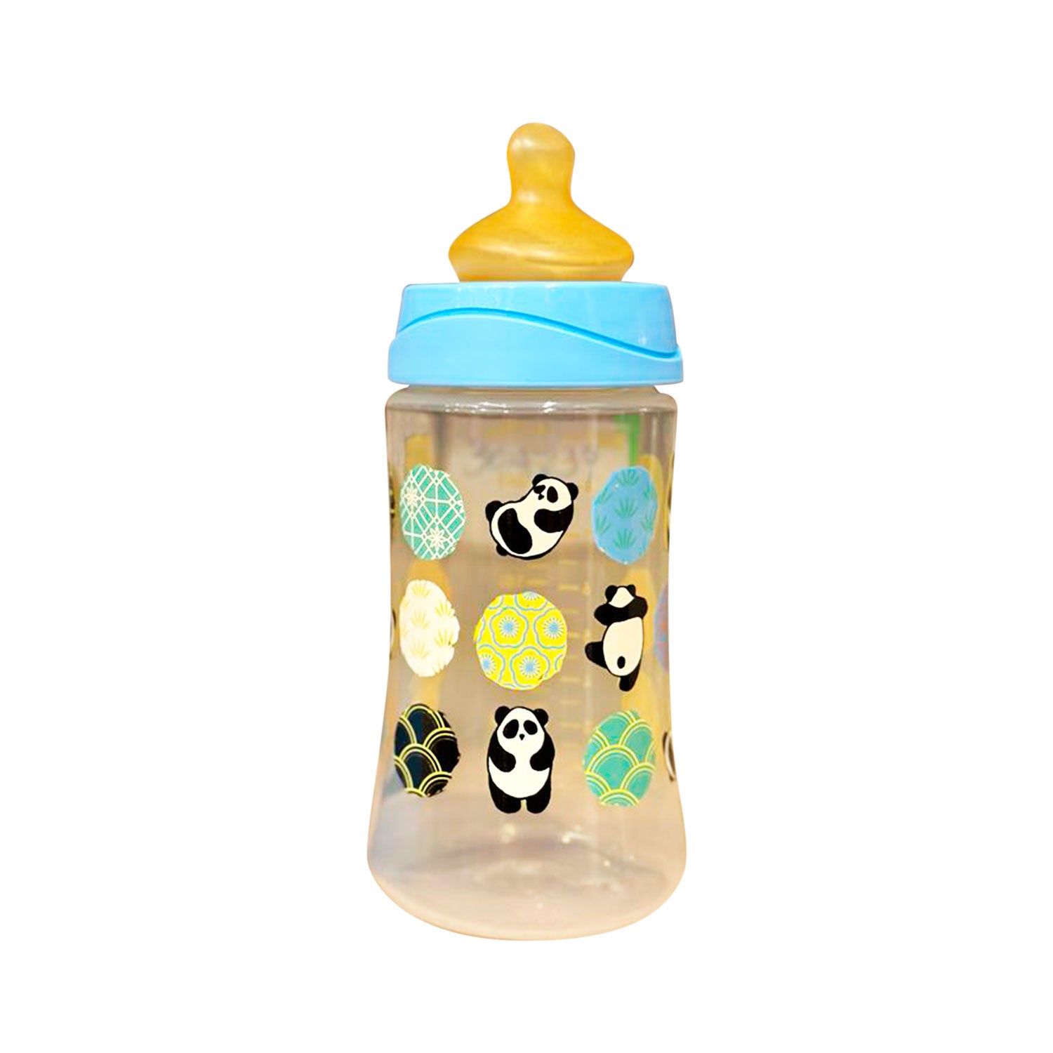 Mamadera Panda Azul de 270ml con Tetina Anatómica de Látex Flujo Medio 0/6 meses