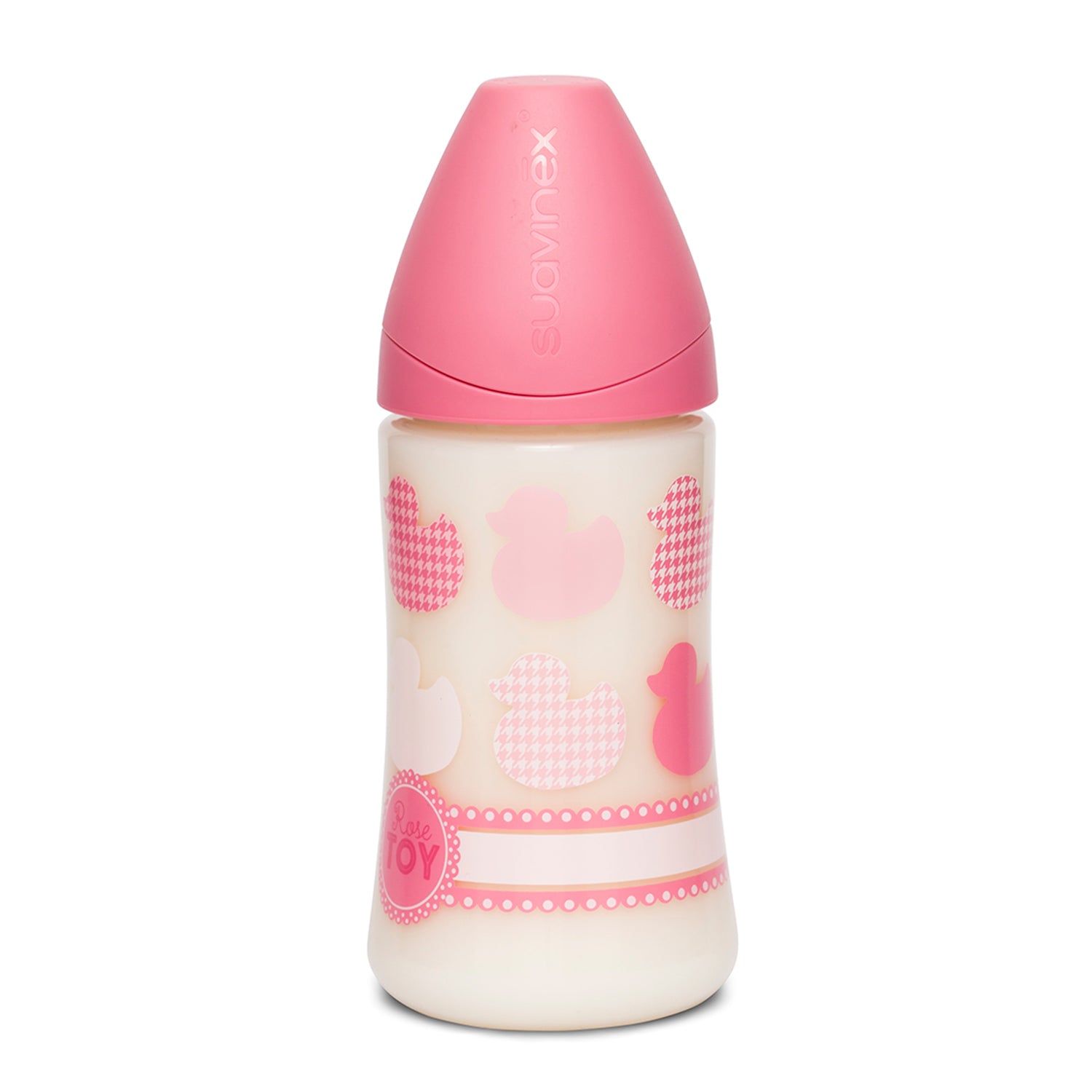 Mamadera Toys Rosa de 270ml con Tetina Anatomica de Silicona Flujo Medio 0/6 meses