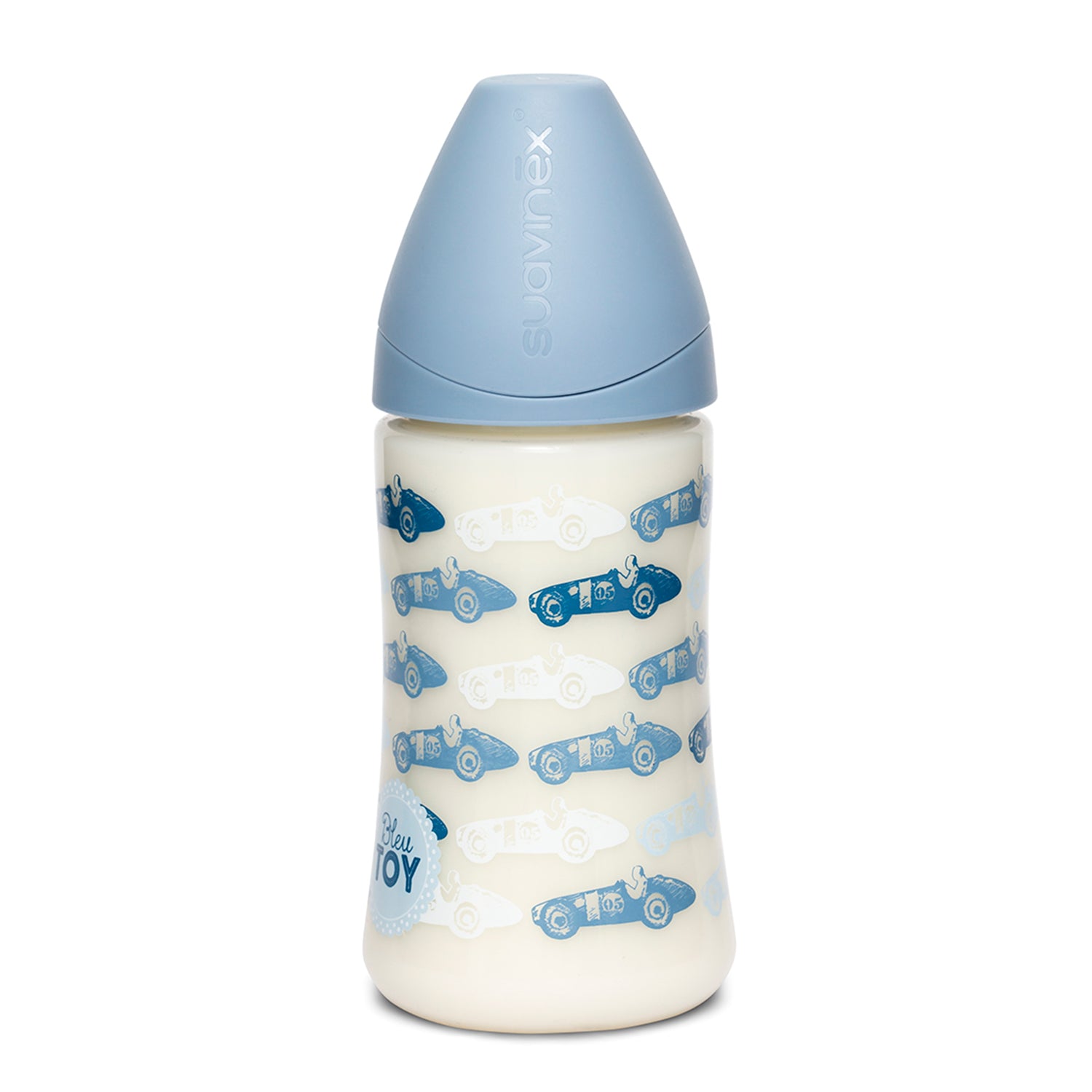 Mamadera Toys Azul de 270ml con Tetina Anatomica de Silicona Flujo Medio 0/6 meses