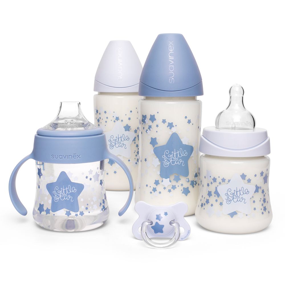 Pack para Regalo de Mamaderas Estrellas Azul