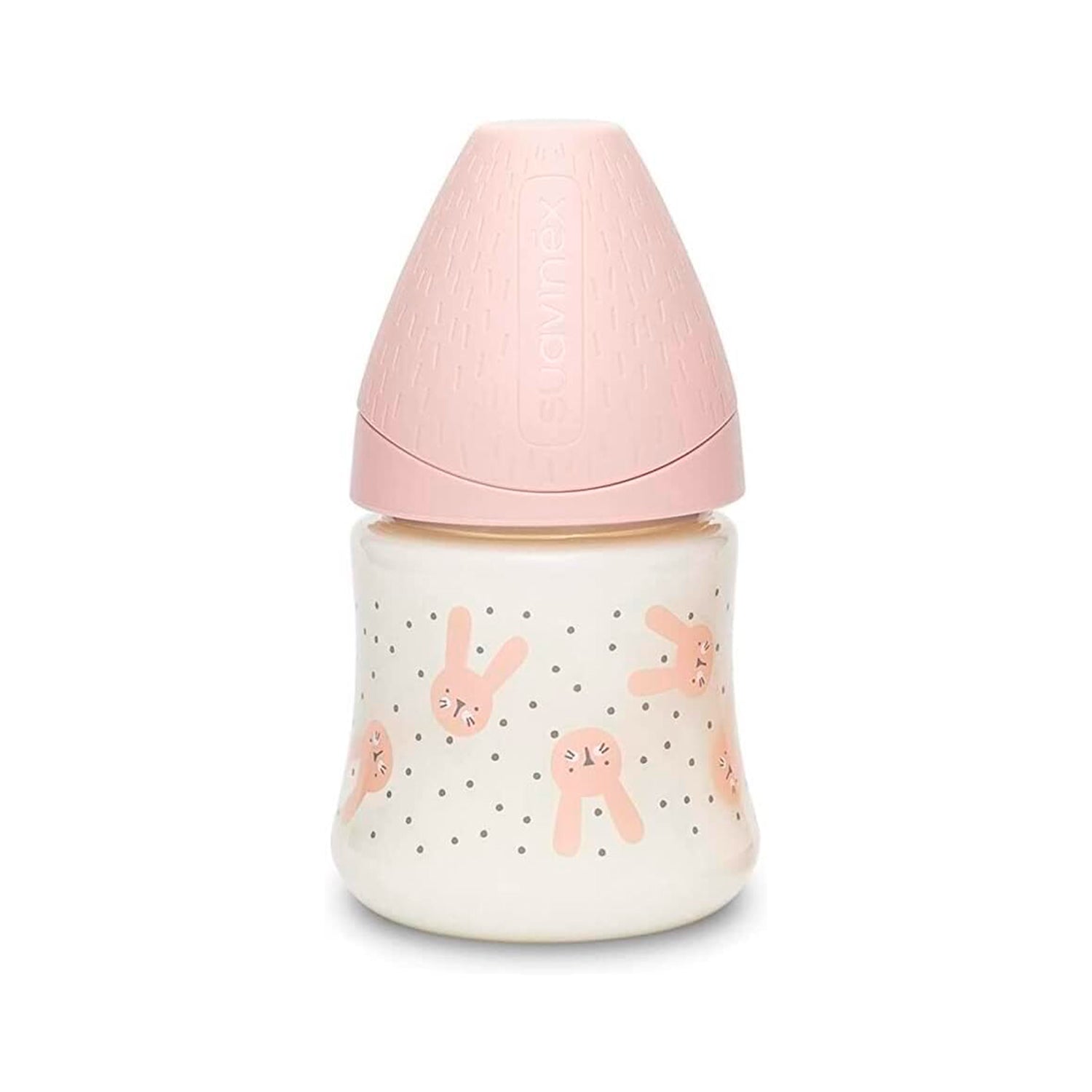 Mamadera Premium Hygge Rosa de 150ml con Tetina Redonda de Silicona Flujo Lento +0 meses