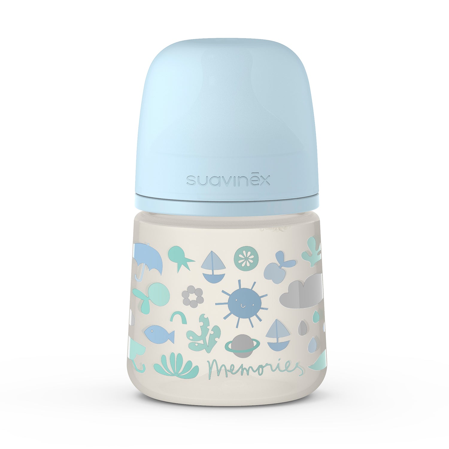 Mamadera Azul Memories de 150ml con Tetina Fisiologica Sx Pro Flujo Lento +0 meses