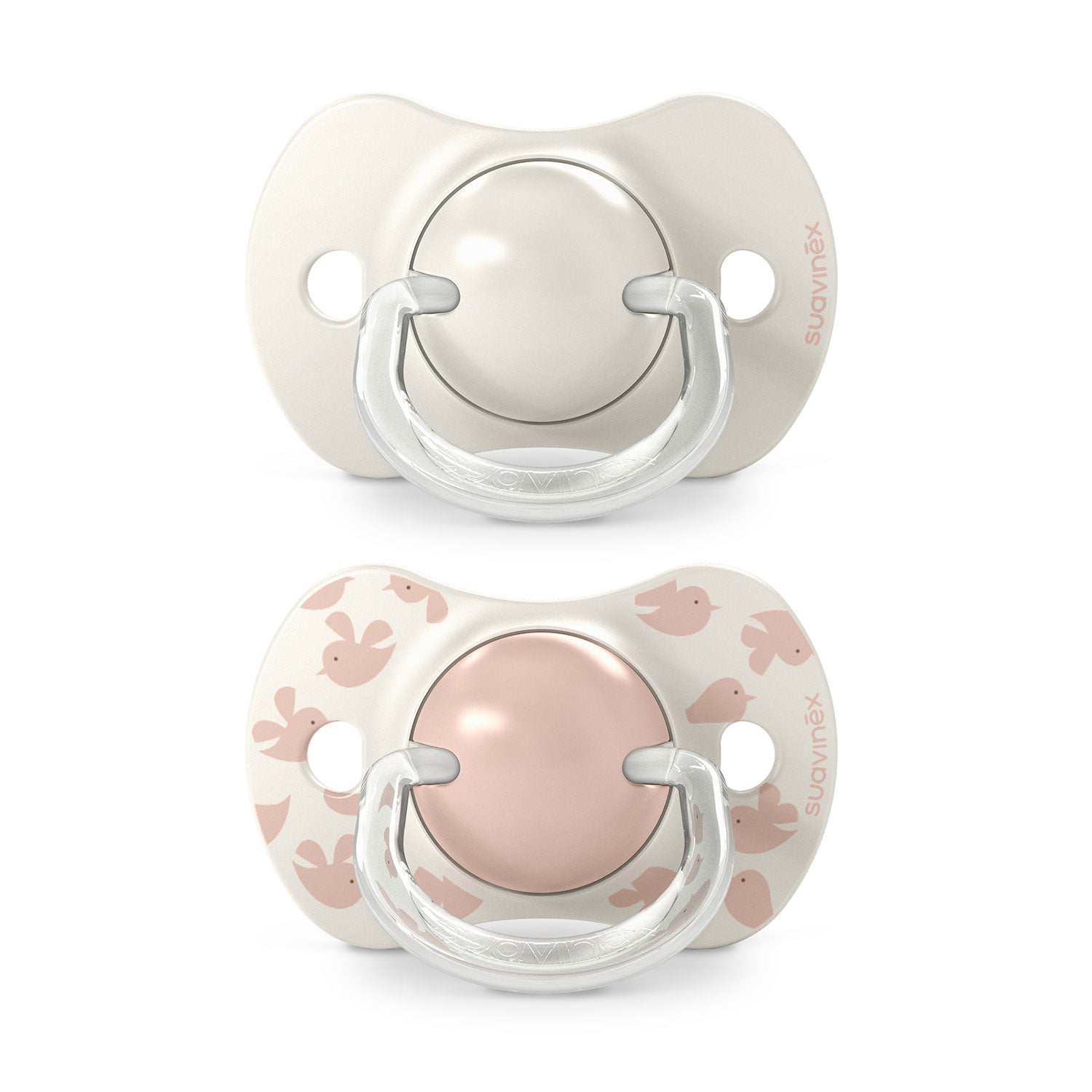 Pack Chupetes + Broche Birdies Rosa 6/18 meses