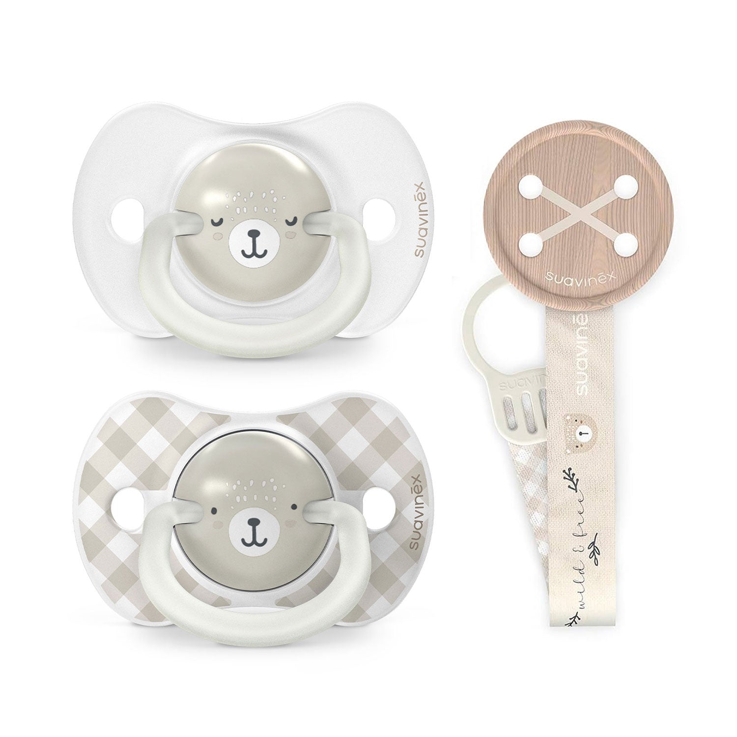 Pack Chupetes Night & Day + Broche Wild Gris 6/18 meses