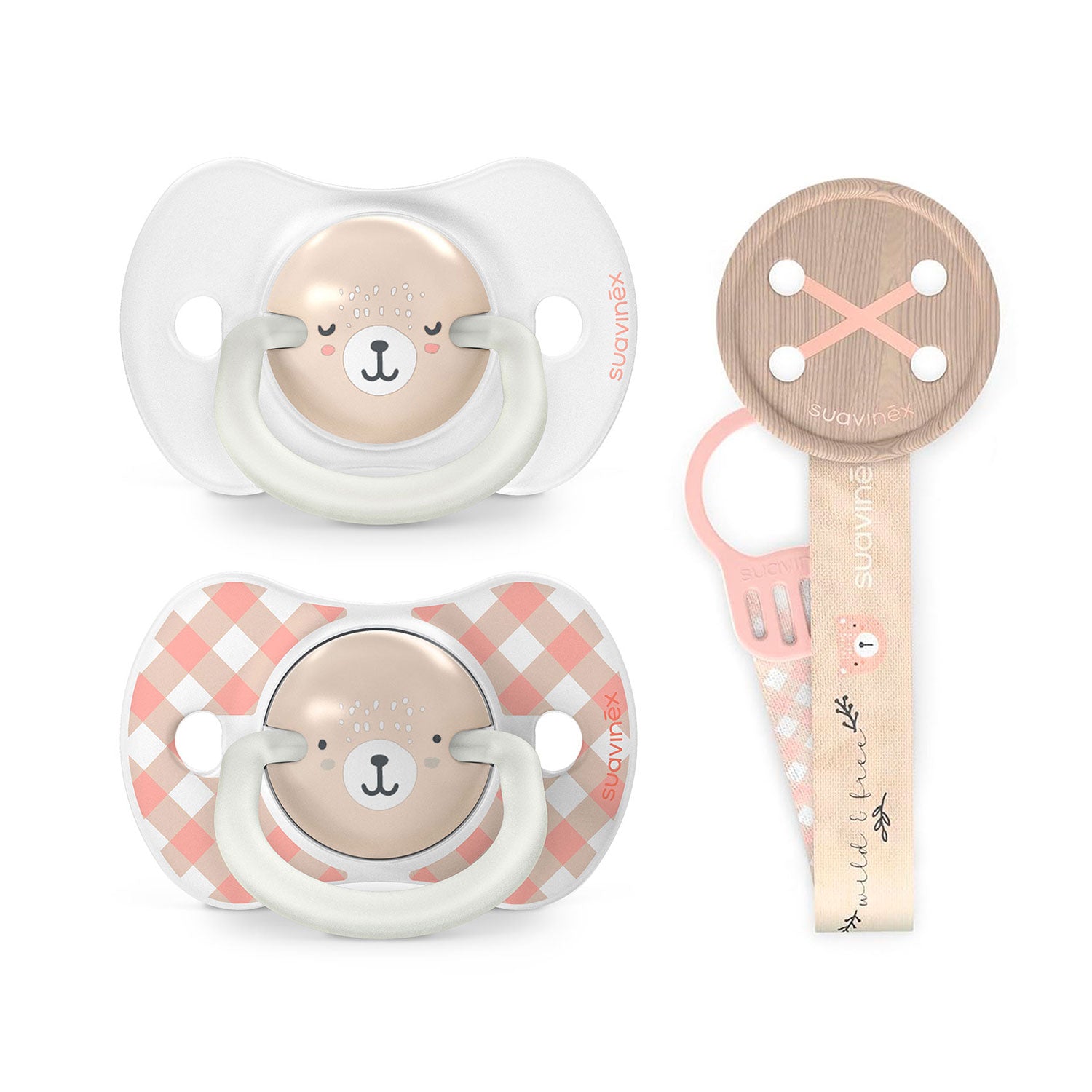 Pack Chupetes Night & Day + Broche Wild Rosa 6/18 meses