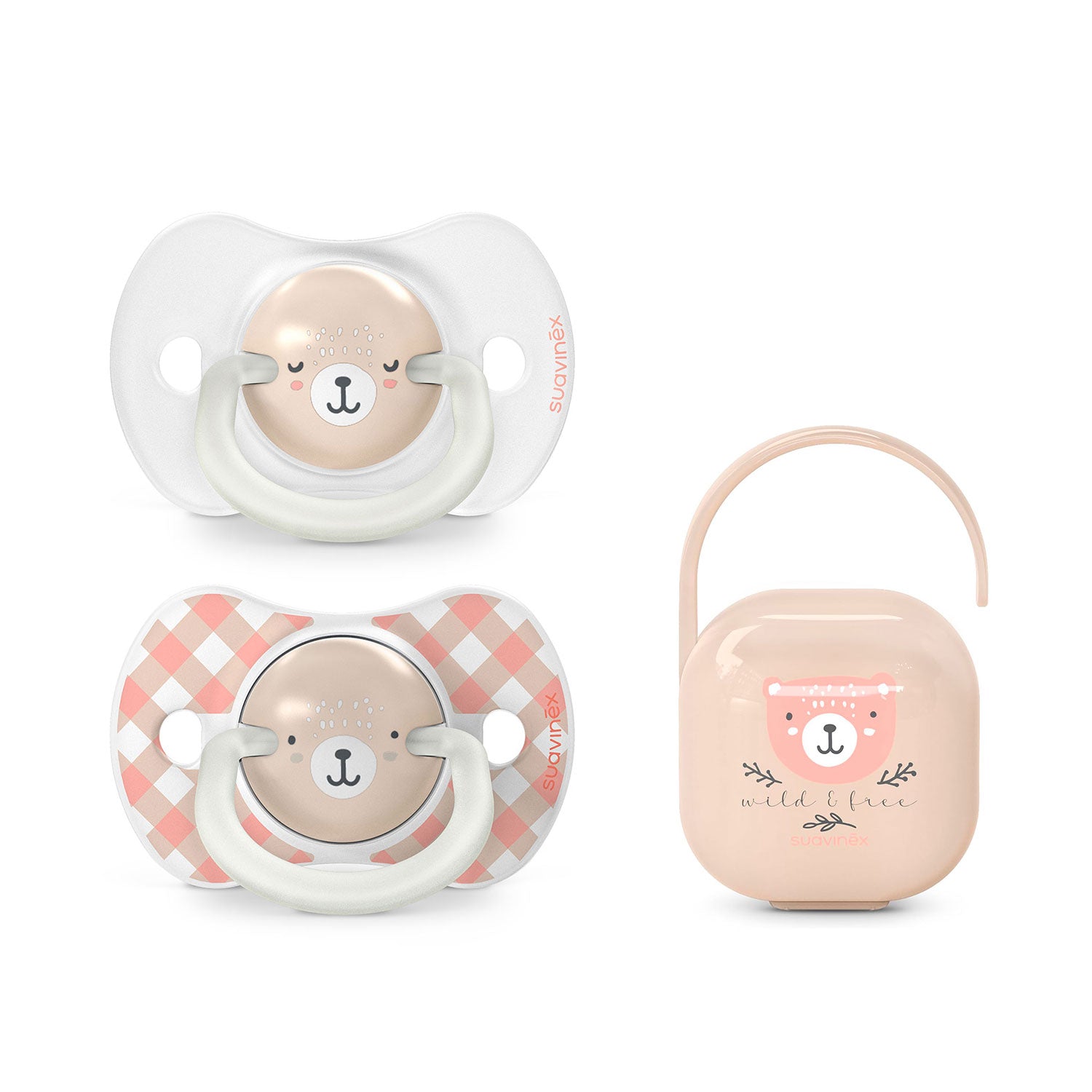Pack Chupetes + Porta Chupetes Wild Rosa 6/18 meses