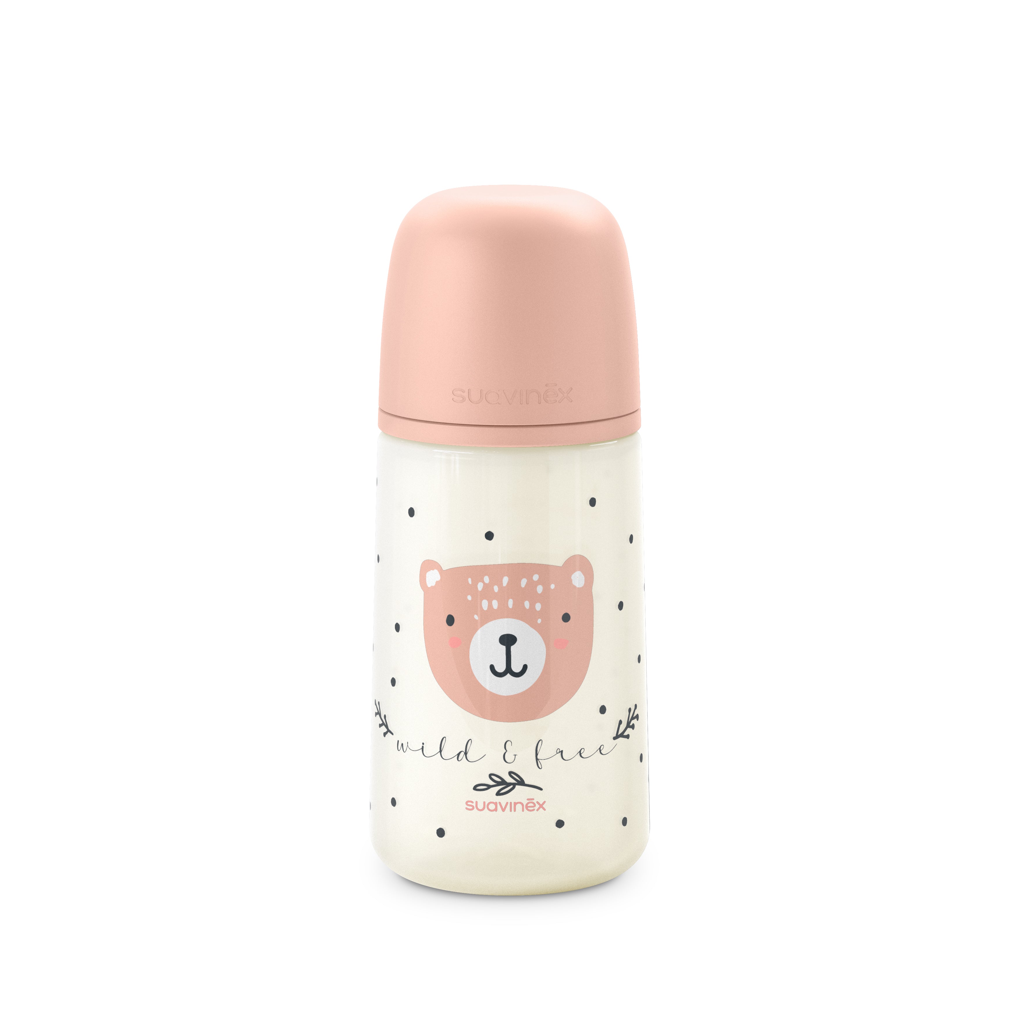 Mamadera Rosa Wild de 270ml con Tetina Fisiológica Sx Pro Flujo Medio +3 meses
