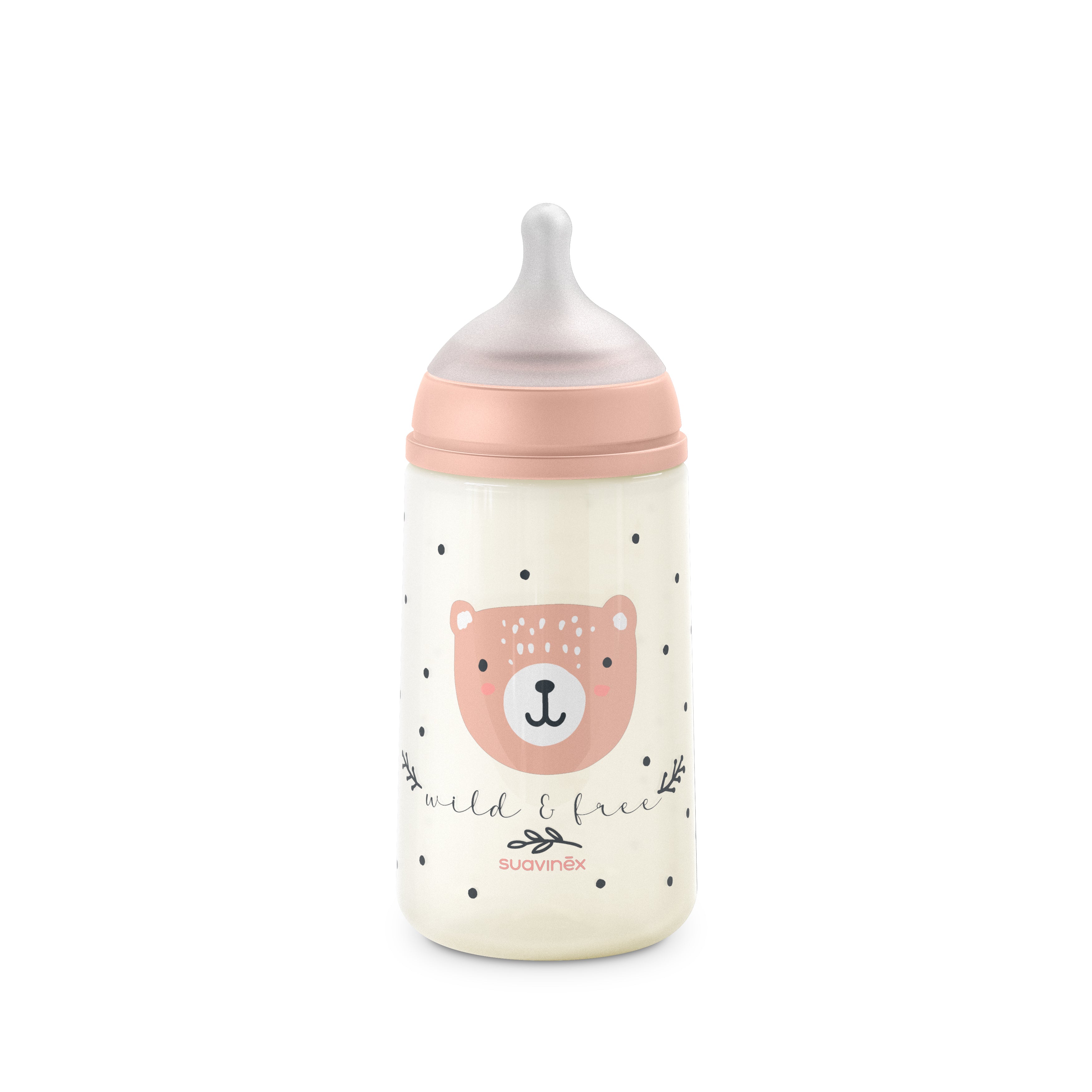 Mamadera Rosa Wild de 270ml con Tetina Fisiológica Sx Pro Flujo Medio +3 meses