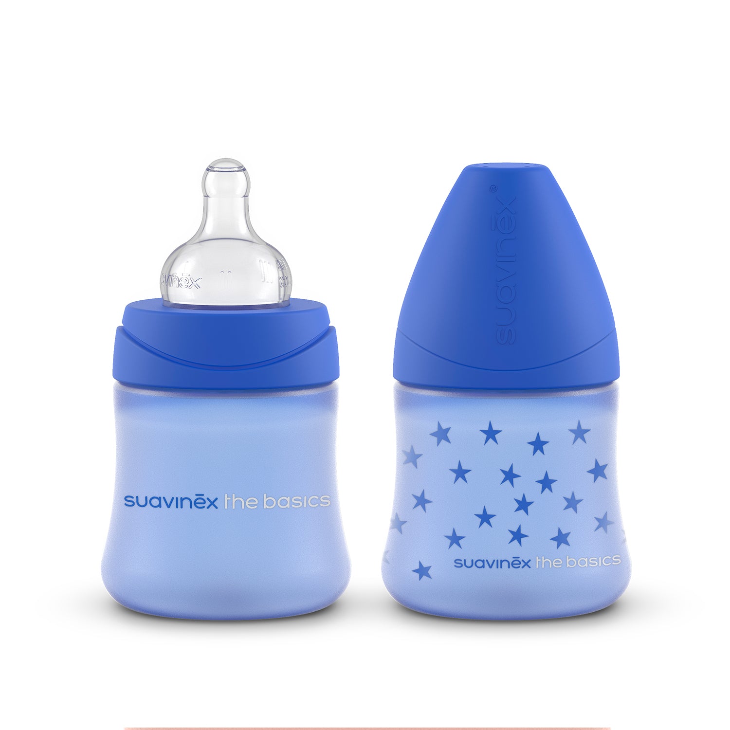 Mamaderas Azul The Basics 150ml con Tetina Redonda de Silicona Flujo Lento +0 meses