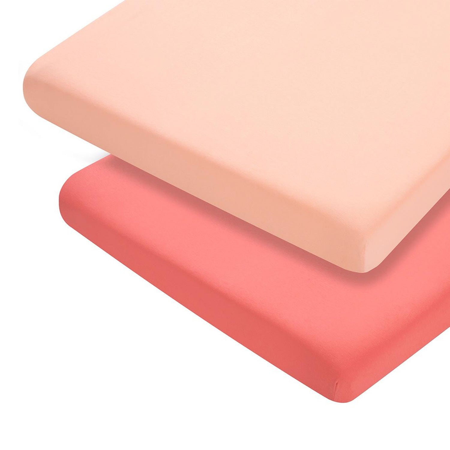 Set de Sábanas Bajeras de Algodón Jersey Coral (2 Pack) para Cuna de 70x140 cm