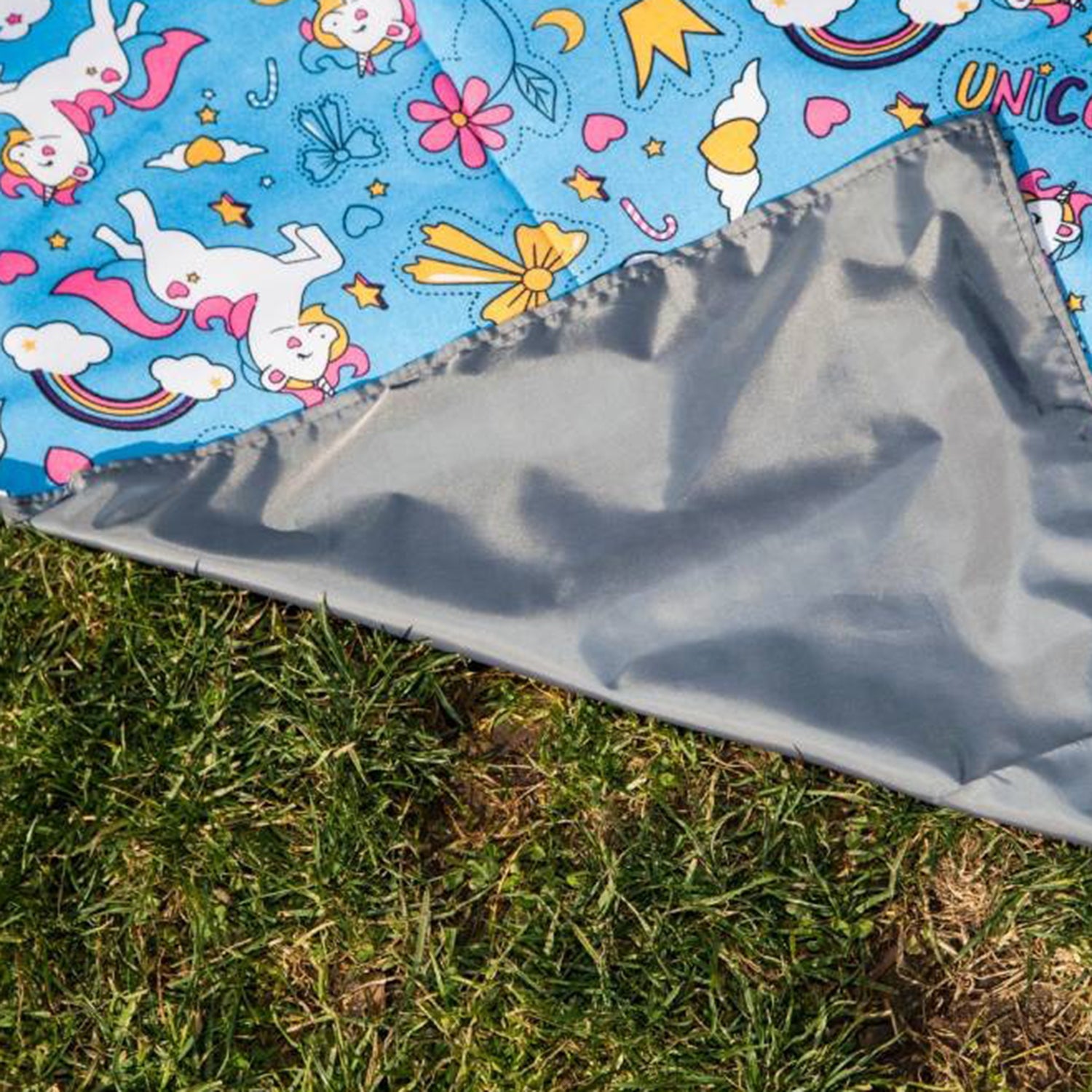 Manta Picnic y Playa Impermeable Infantil Unicornio Azul