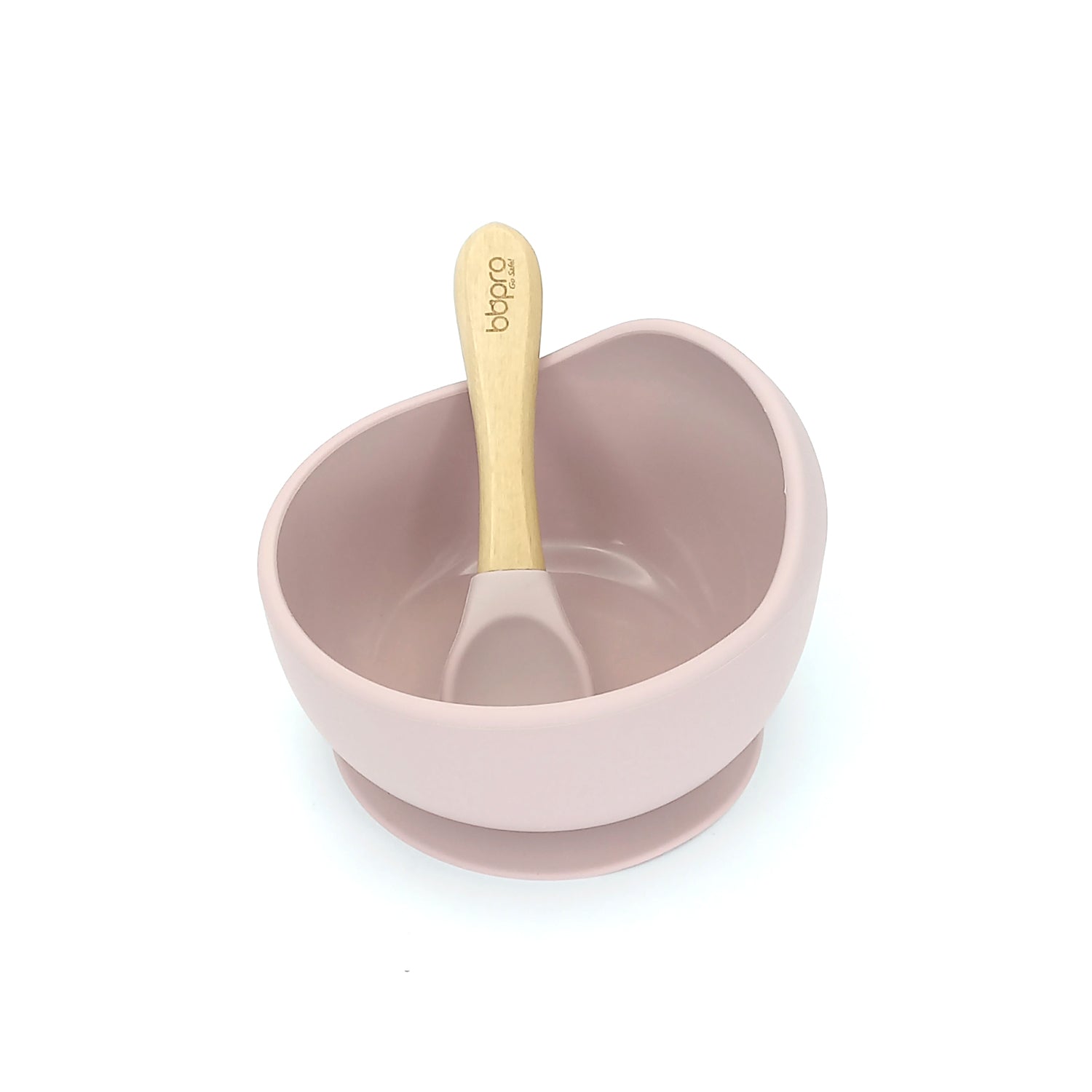 Bbpro - Plato Antiderrame de Silicona con Cuchara Rosa