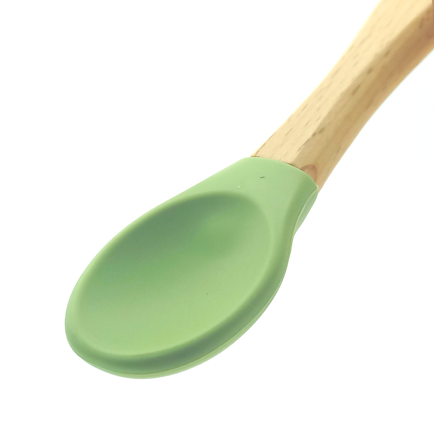 Bbpro - Cuchara de Madera y Silicona Verde Oliva