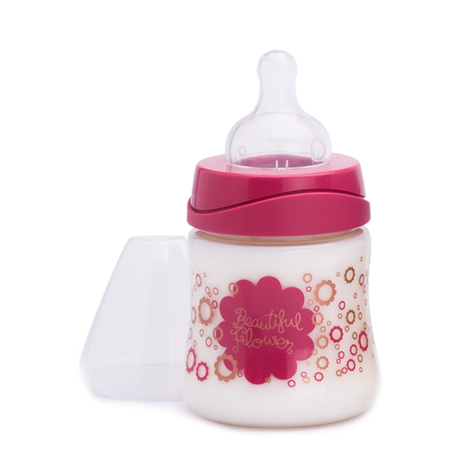 Mamadera Premium Couture Flor de 150ml con Tetina Redonda de Silicona Flujo Variable +0 meses