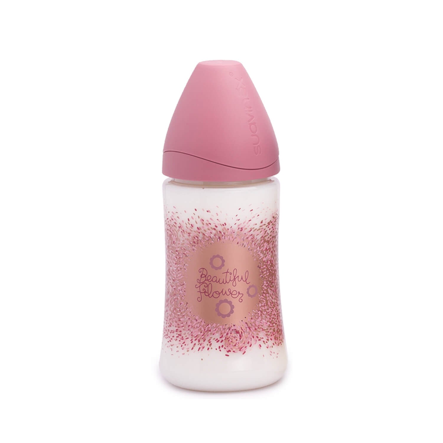 Mamadera Premium Couture Violeta de 270ml con Tetina Redonda de Silicona Flujo Variable +0 meses