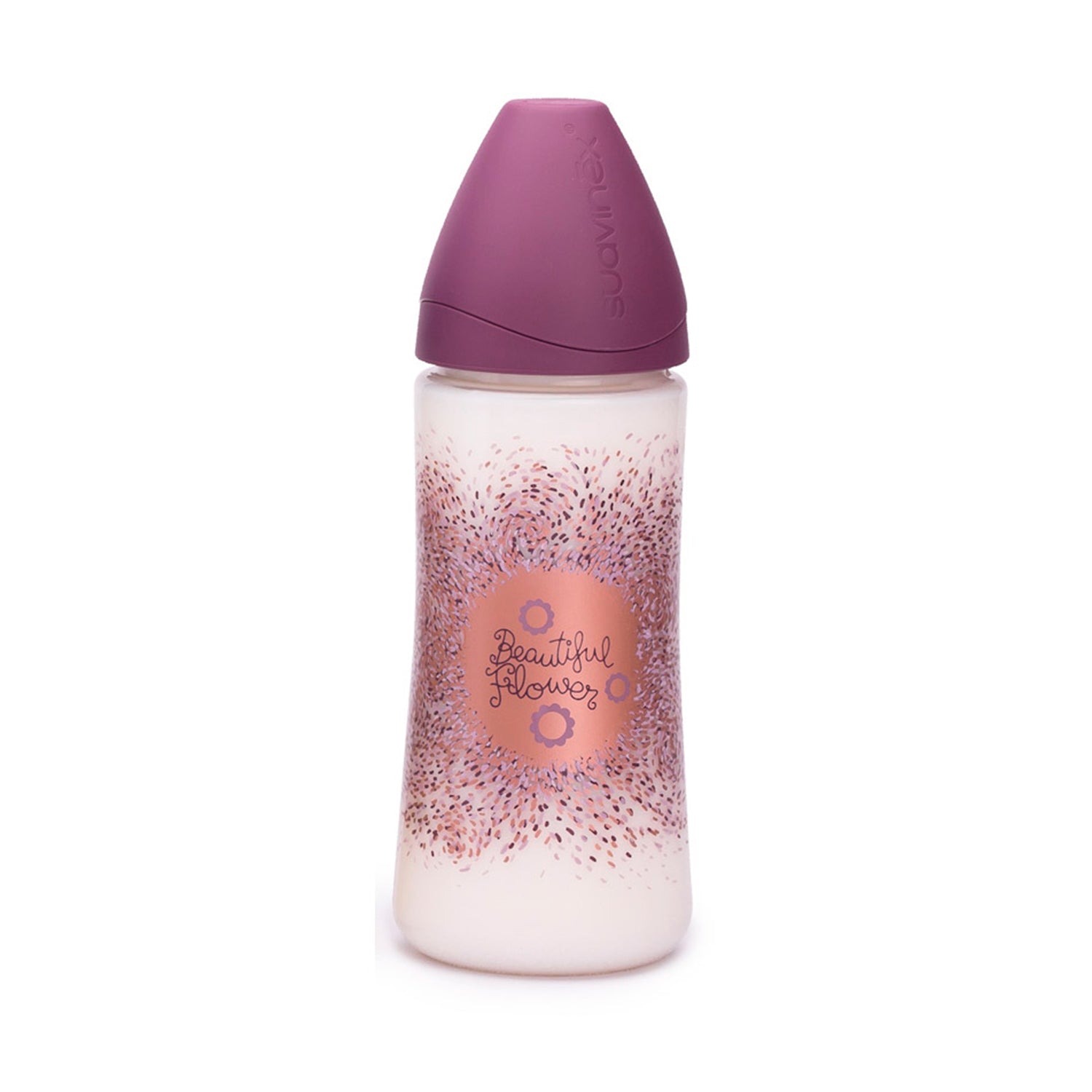 Mamadera Premium Couture Morada de 360ml con Tetina Anatómica de Silicona Flujo Medio +6 meses