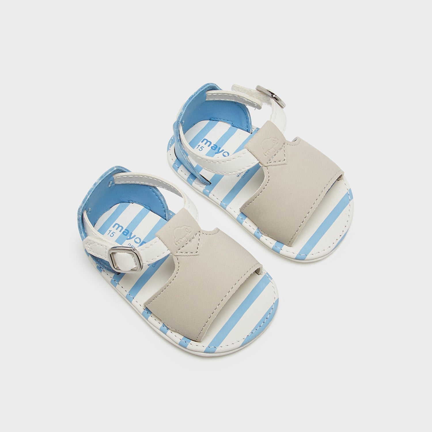 Sandalias Blancas con Celeste Talla 17 para Bebés de 5 a 7 meses