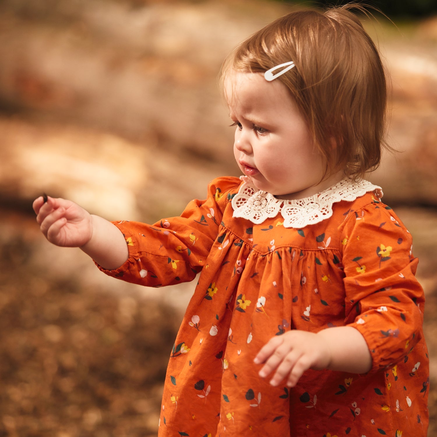 Vestido Floral Naranja 2-3 años